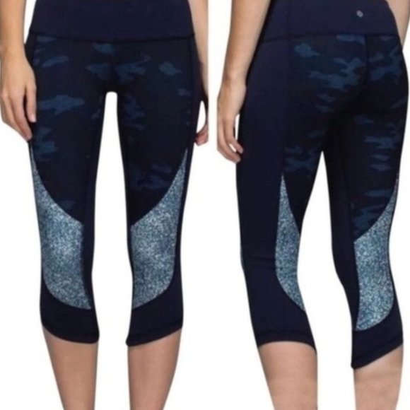 Lululemon Capri Leggings Navy Camouflage 6 - Picture 2 of 8